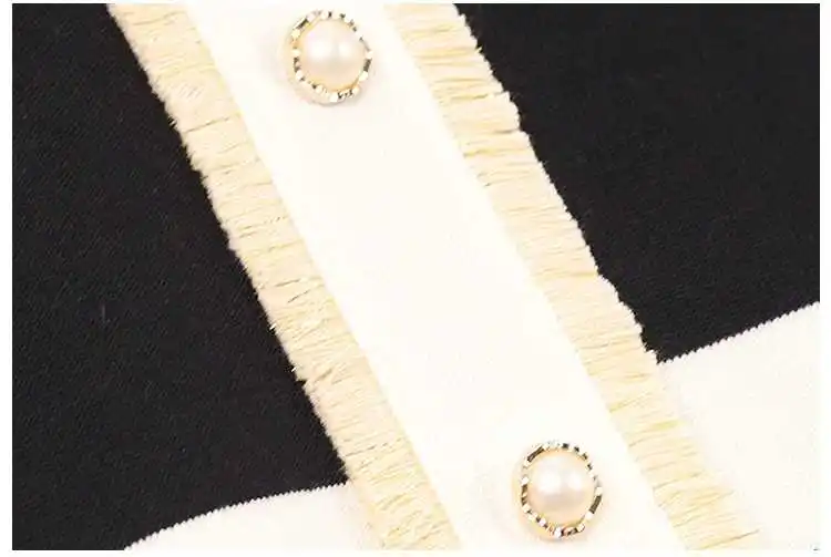 Женское трикотажное платье-свитер Элегантное черно-белое винтажное платье с