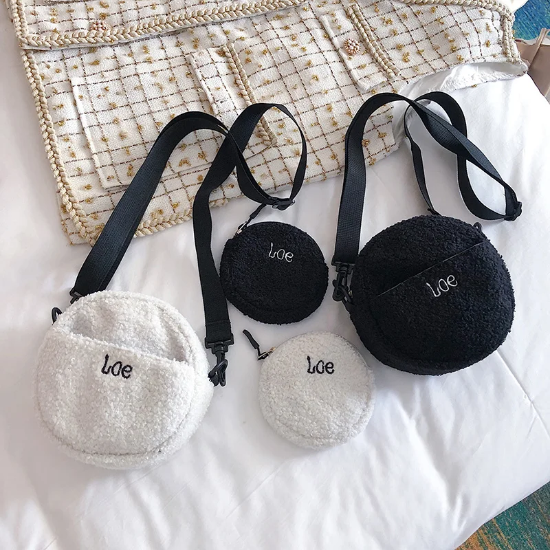 Осенне-зимние новые японские сумки с вышитыми буквами и из овечьей шерсти милые
