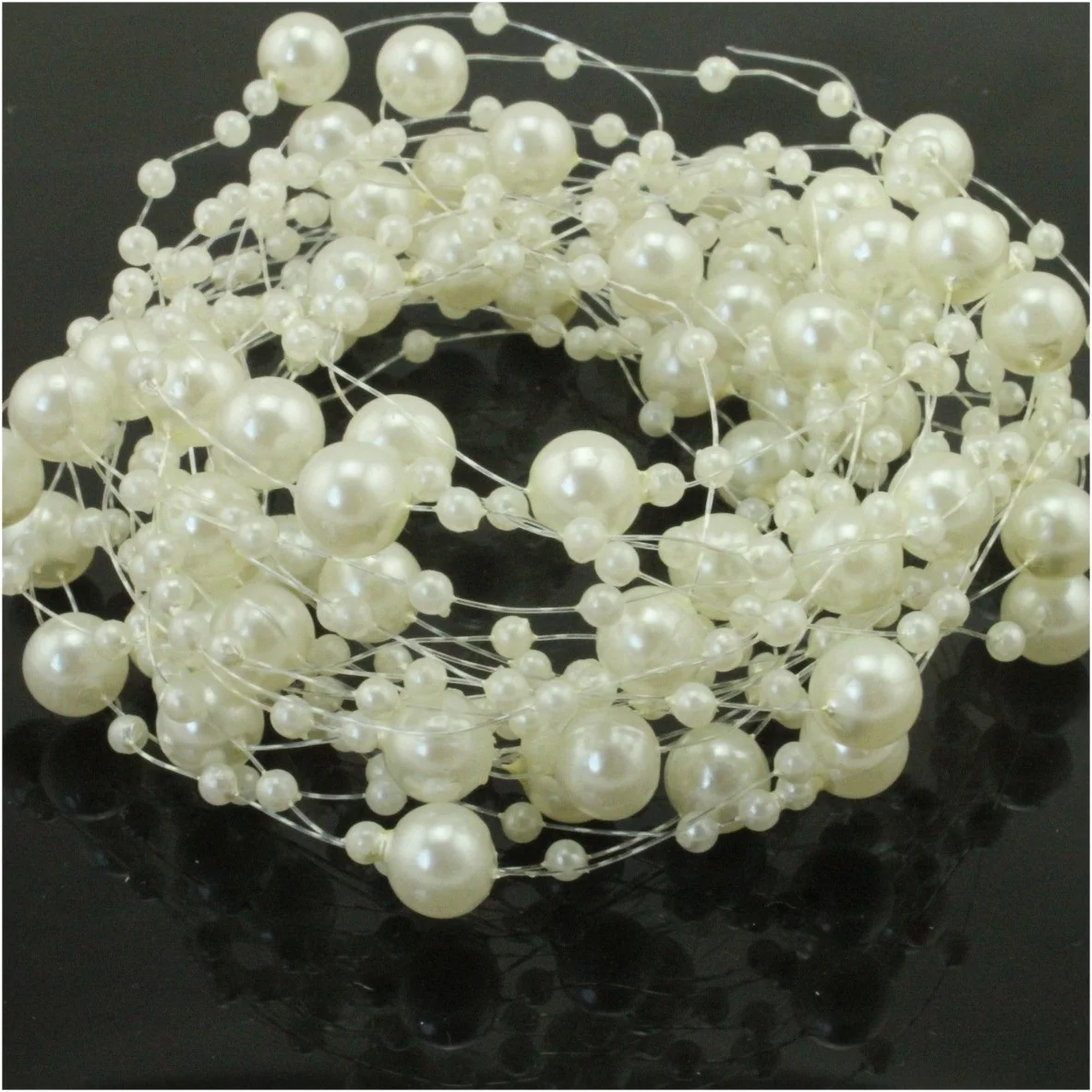 5m Beige Pearl Beads 5 метров леска искусственные розовые жемчужные бусины в форме цветка цепочка гирлянда цветок для свадебной вечеринки Свадебный букет аксессуар для волос - Цвет: 5m Beige Pearl Beads