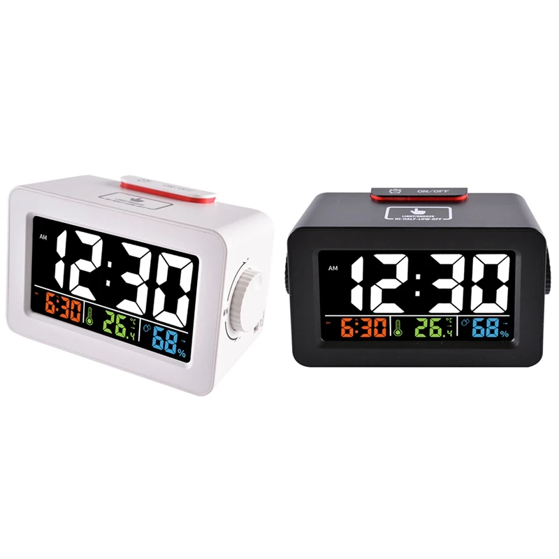 

Цветной ЖК-цифровой смарт-будильник, часы с наружным и внутренним температурным гигрометром, часы с будильником