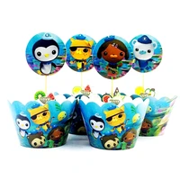 12pcslot octonauts theme happy birthday wrappers decoration cupcake toppers cake girls favors baby shower party supplies