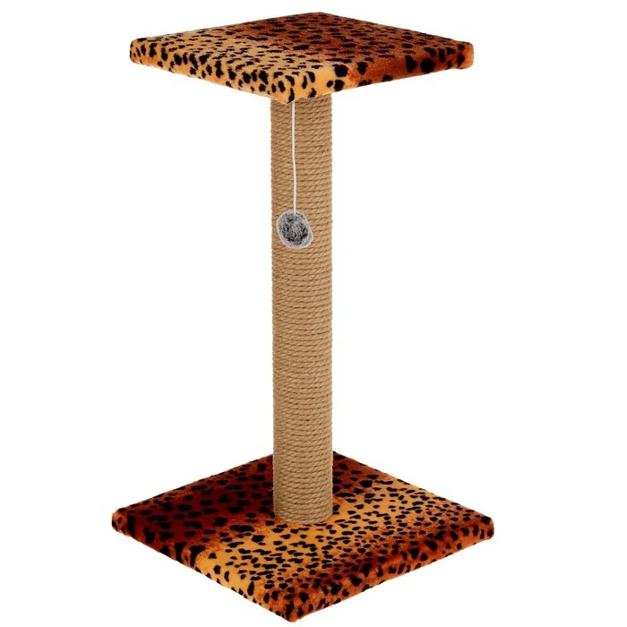 Когтеточка &quotСтолбик&quot с площадкой и игрушкой 30 х 52 см джут микс цветов