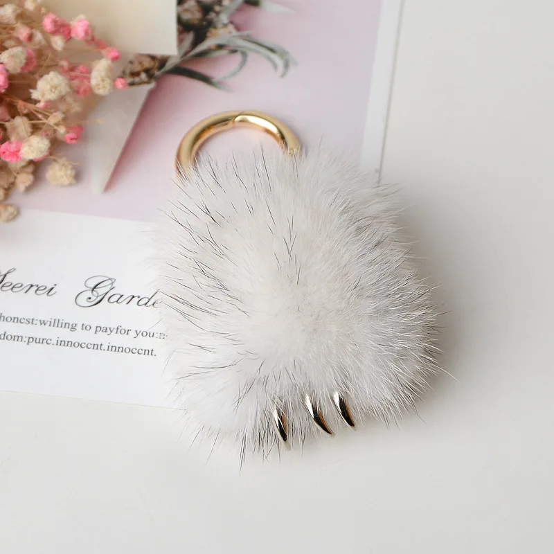Размытый брелок из норкового меха женский милый плюшевый помпон кроличьего для