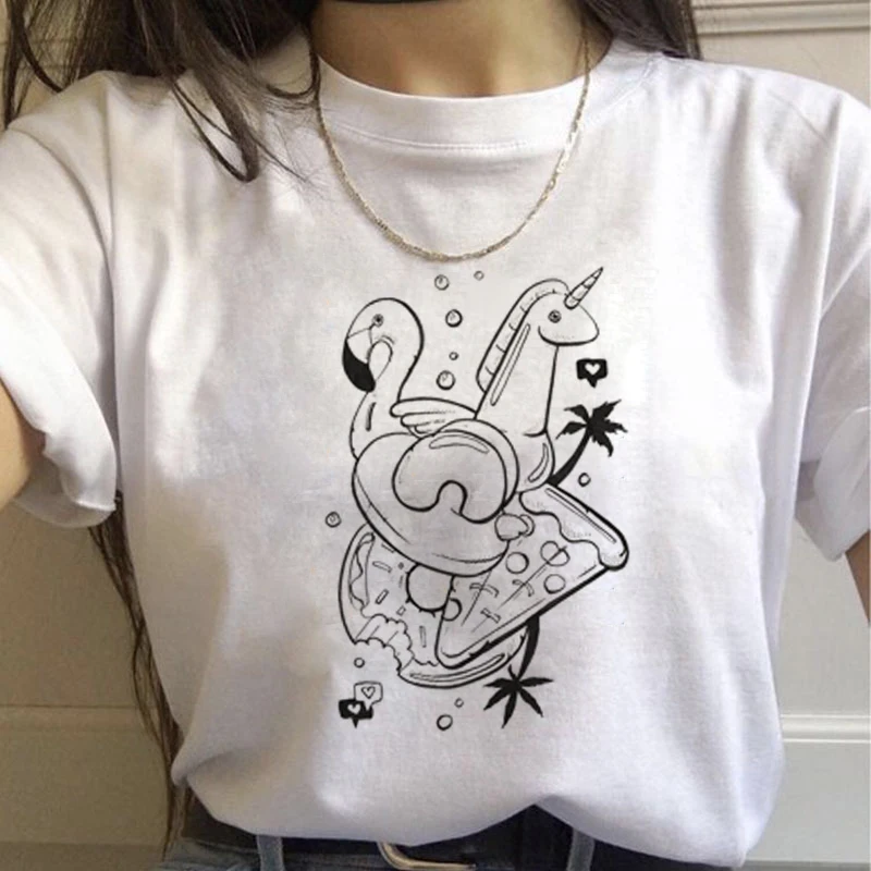 

New Unicorn Kawaii Harajuku T Shirts Women Cute Unicornio Ullzang Cartoon T-shirt 90s Funny Print Tshirt Graphic Top Tees Female