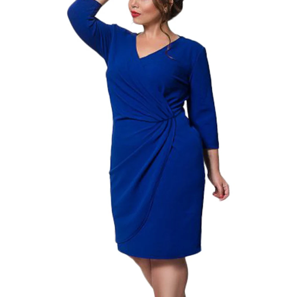 Женское платье большого размера 5XL 6XL 2017 осенне зимняя офисная одежда с