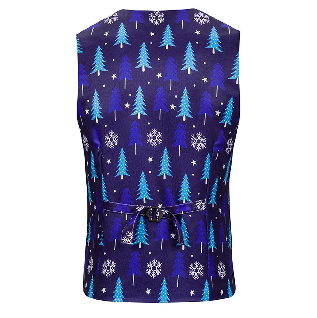 Модный костюм с принтом рождественской елки мужской жилет Новинка осени 2019