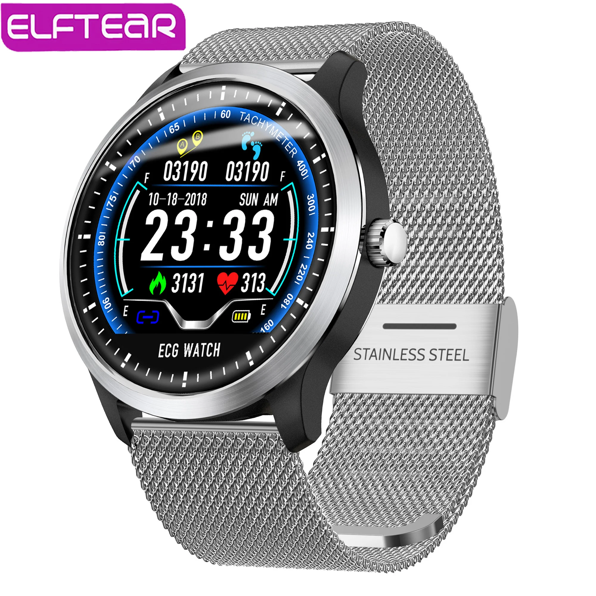 ELFTEAR N58 Смарт-часы для мужчин IP67 Водонепроницаемый ECG 3D UI старая мода стабильный чип сообщение напоминание долгого ожидания Быстрая зарядка
