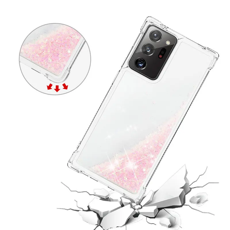 

Transparent Case For Samsung Galaxy Note 20 Ultra Shockproof Phone Case For Samsung Note 20 Ultra Glitter Quicksand Back Cover