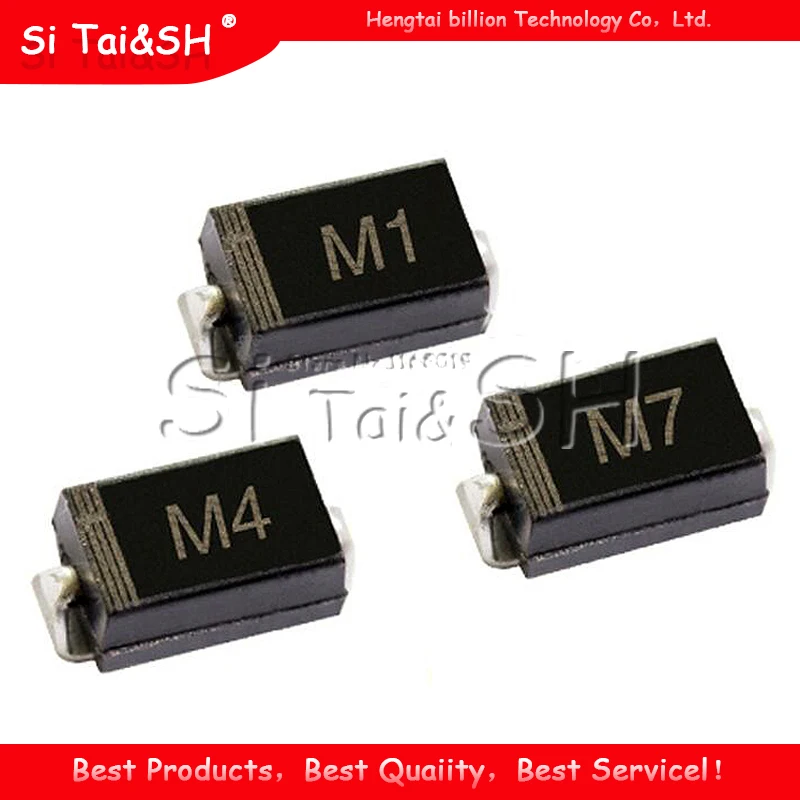 100 шт. Диод выпрямитель SMA 1N4001 M1 1N4004 M4 1N4007 M7 FR107 RS1M FR207 RS2M HER108 US1M SF18 ES1J SF14 ES1D|Диоды| |