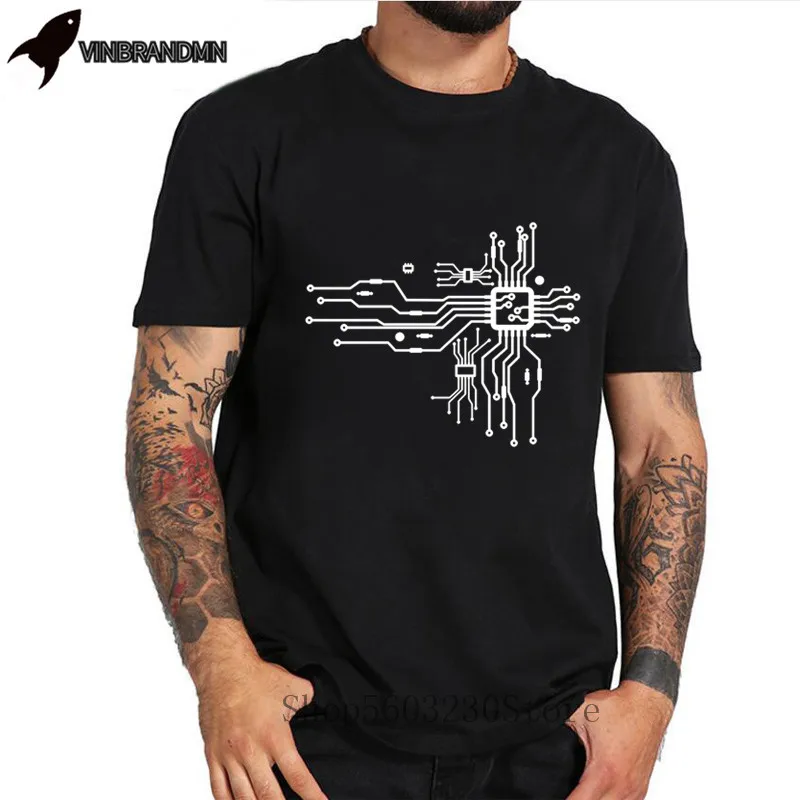 Футболка мужская компьютерная с ЦПУ сердечком хлопковая тенниска короткими