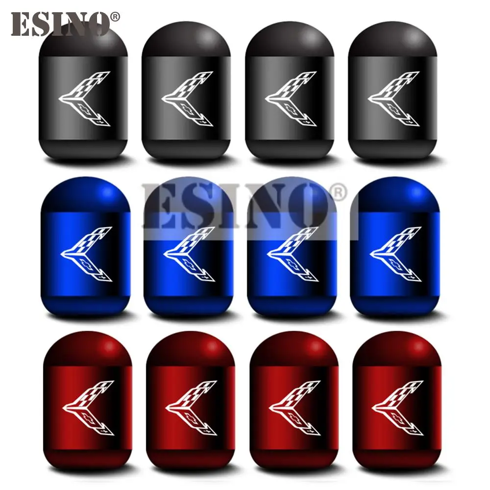 

4 колпачка клапана колеса из алюминиевого сплава для стайлинга автомобиля, клапаны, шток шины, воздушные колпачки для Corvette C6 C7 C8 Z06 ZR1