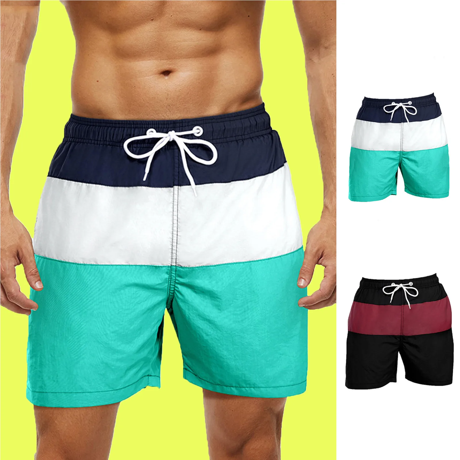 

Summer Casual Men's Shorts Splicing Swim Trunks Quick Dry Beach Surfing Running Swimming Watershort Shorts For Men's Clothing