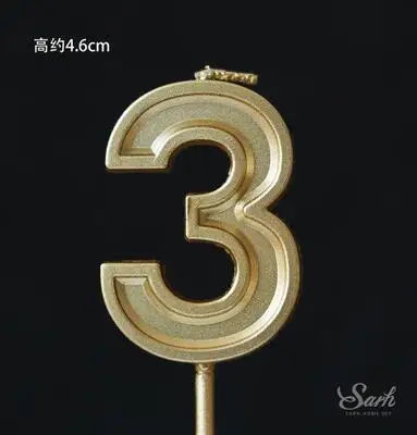 3 1 шт., 0-9, цветные/Золотые свечи с цифрами для дня рождения, вечеринки, свадьбы, торта, украшения, вечерние принадлежности - Цвет: 3