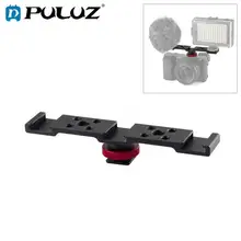 PULUZ 3 in1 Triple Hot Shoe Mount Adapter Extension Bracket Holder Microphone Fill Light Stand For phone/DSLR Camera Accessories