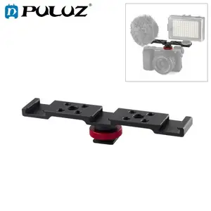 puluz 3 in1 triple hot shoe mount adapter extension bracket holder microphone fill light stand for phonedslr camera accessories free global shipping