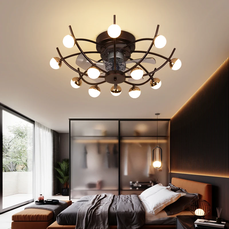 

25" Modern Creative Ceiling Fans Three Type Lamp Dining Room Bedroom Livingroom With Remote Control Light Kitchen Island Decor
