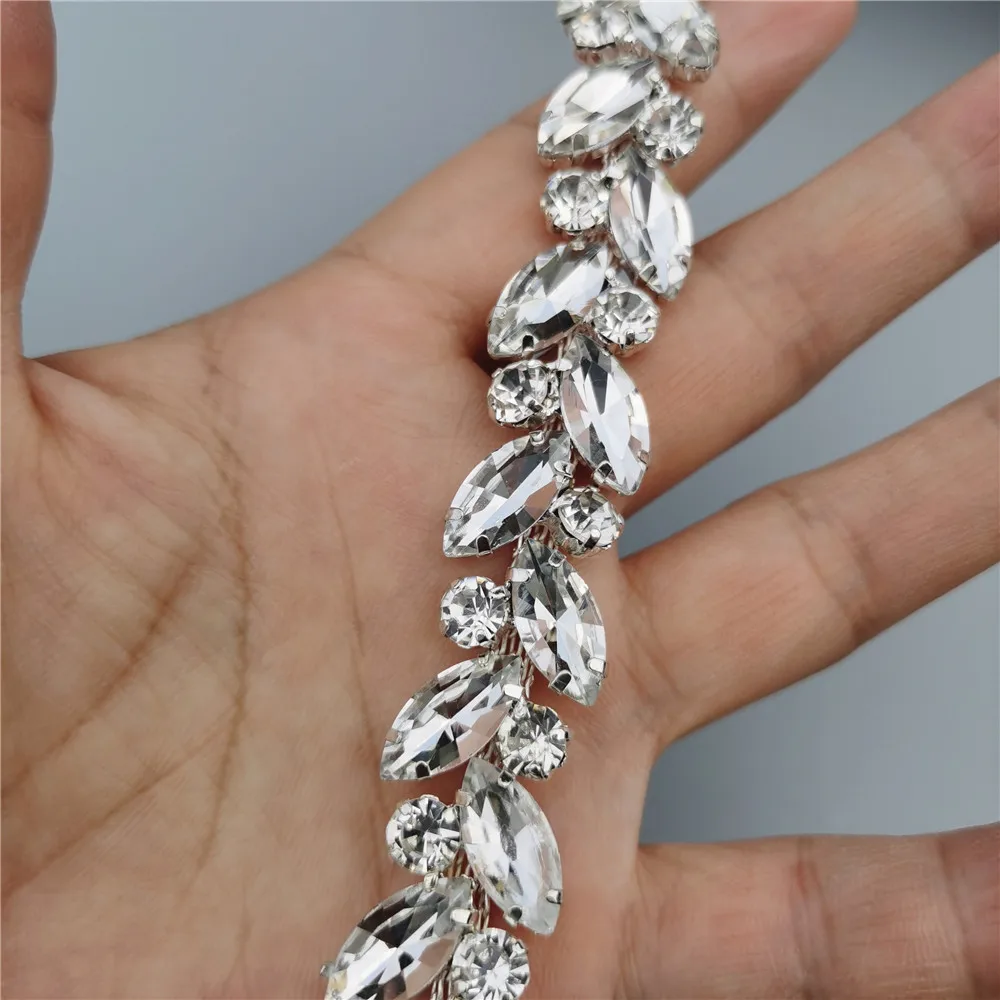 30cm Rhinestone Crystal Chain Bling Diamante Lace Diamond Trim Ribbon Necklace Applique Gem Sparkle Wedding Dress 0.59&quot Width | Дом и сад
