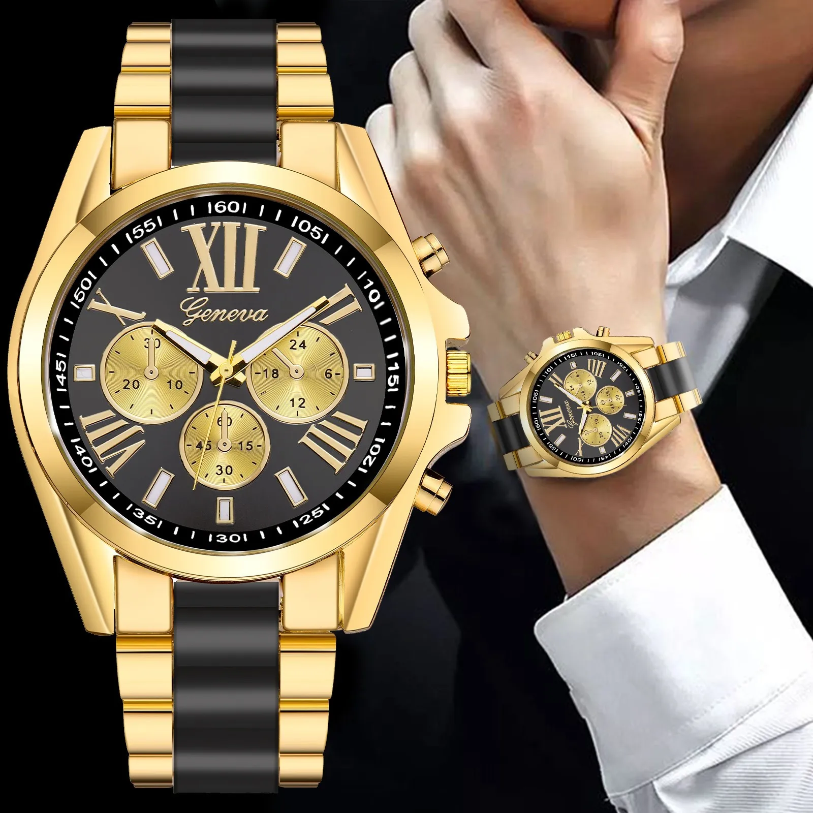 

Часы Мужские Luxury Gold Watches for Mens Casual Quartz Stainless Steel Band Diamonds Business Watch Wristwatch with Diamonds