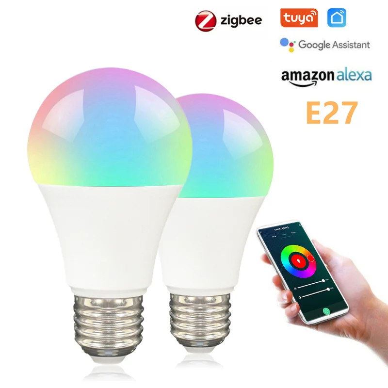 

Tuya Zigbee E27 Smart Control Lamp Led RGB Light Dimmable 9W RGBCW LED Bulbs Colorful Changing Bulb Led RGBCW White Decor Home
