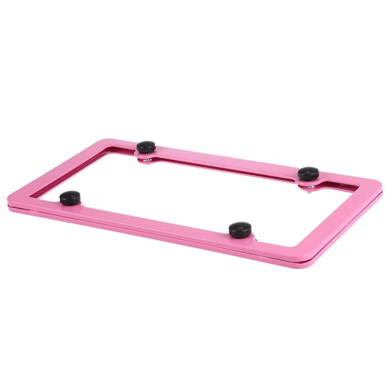 

Pink Aluminum alloy License Plate Frame 2 Pieces with Screw Caps 4 Holes