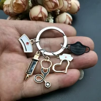 new design keychain doctor medical tool stethoscope syringe mask key ring nurse medical student gift keychain souvenir