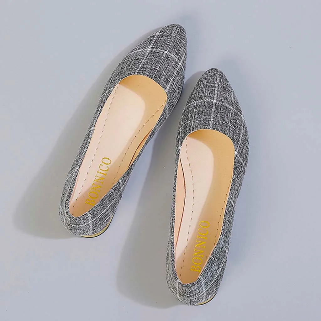 Женская обувь Модные женские лоферы с острым носком в мелкую клетку Повседневная