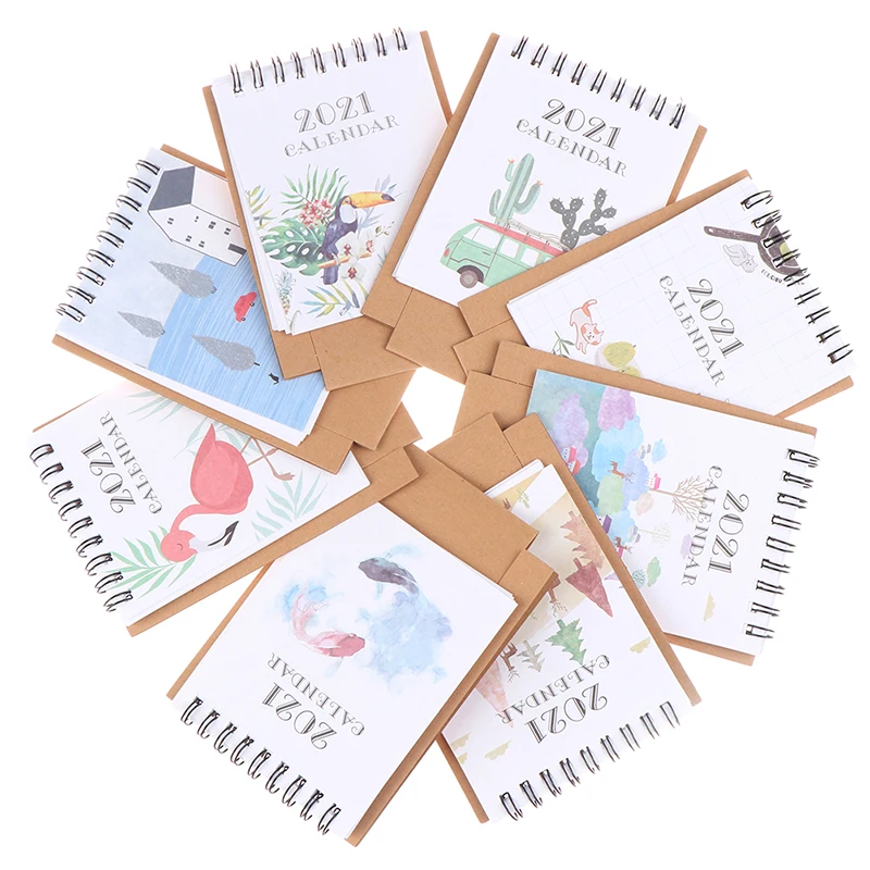

Hand Drawing 2021 Fresh Cartoon Mini Flamingo Desktop Paper Calendar dual Daily Scheduler Table Planner Yearly Agenda Organizer