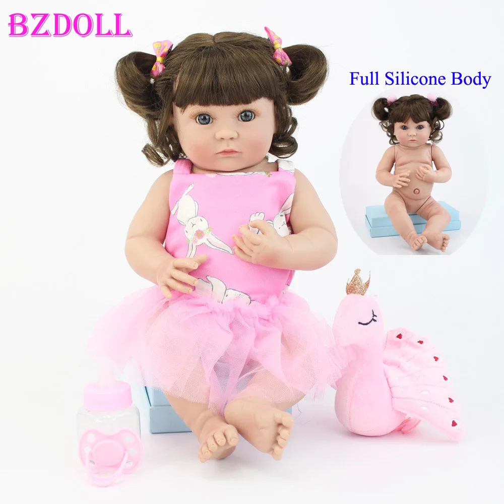 40 см всего тела мягкого силикона виниловые Reborn Baby Doll игрушки 15 дюймов мини платье