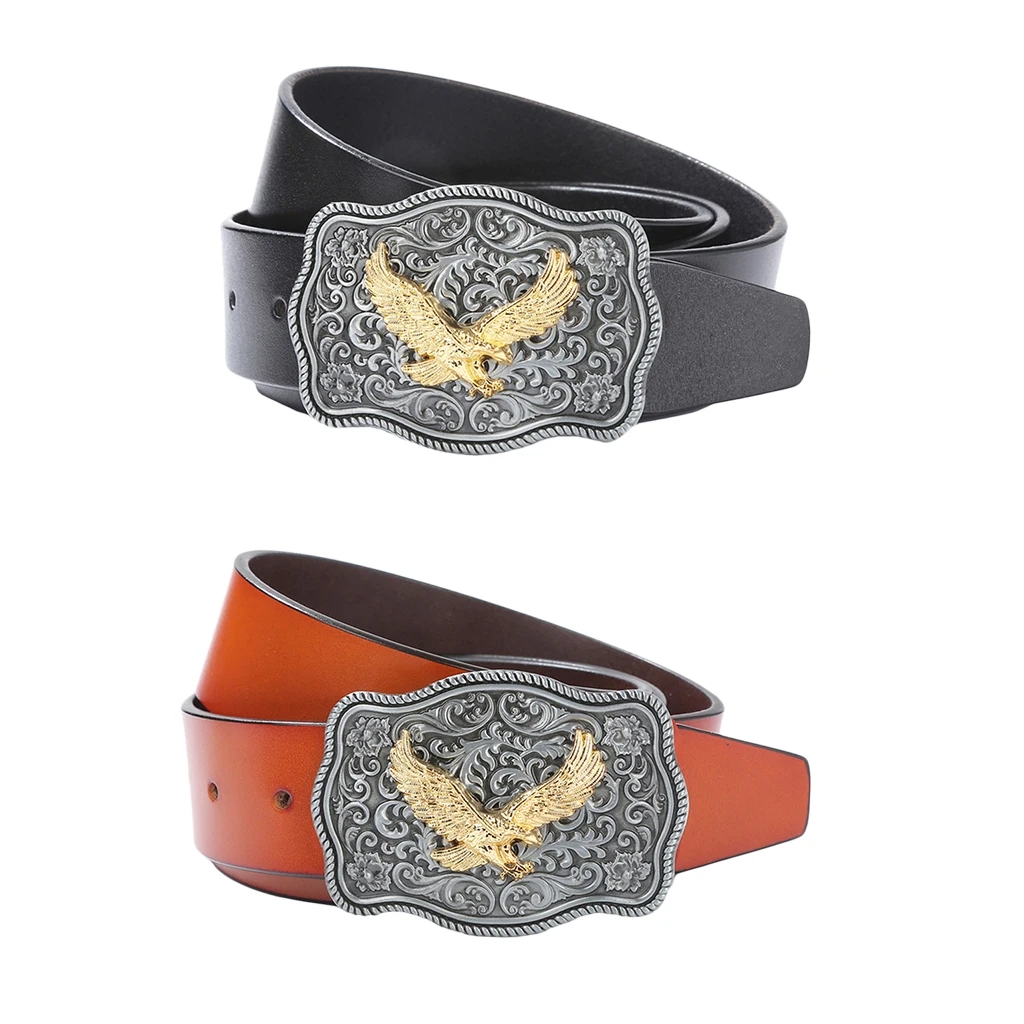 Винтажный кожаный ремень в стиле вестерн с пряжкой виде орла Арабеска индийский