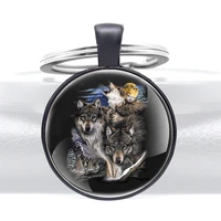 new fiercely pack of wolves glass dome pendant key chain charm men women jewelry gifts key rings