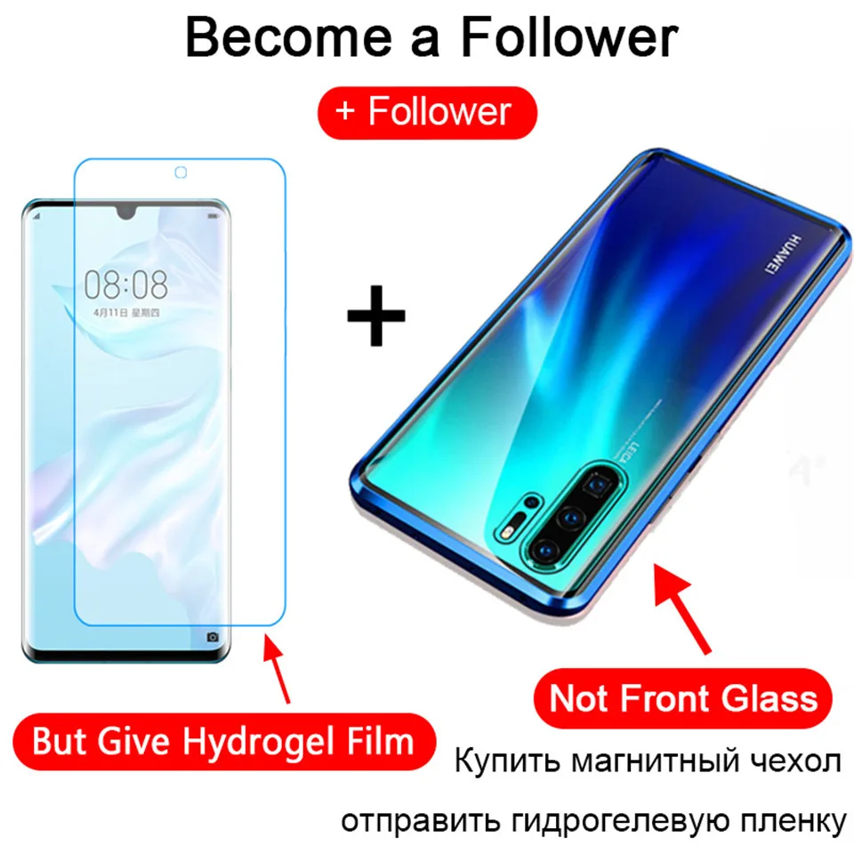 Магнитный адсорбционный металлический чехол для huawei P30 Pro P20 Lite P Smart, Задняя стеклянная крышка для mate 10 Lite 20 Pro Honor 10 Lite