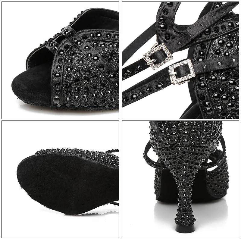 Latin Tango Dance Shoes Women Salsa Girls Ladies Modern Ballroom Dance Shoes High Heels Dancing Shoes Fashion Silver Pink Black