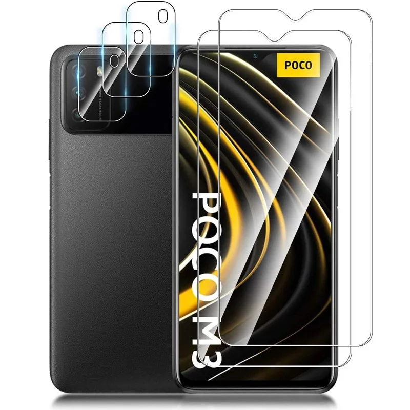 Адаптер 2-в-1 для Xiaomi Poco M3 стекло защитная пленка из закаленного стекла HD экрана X3