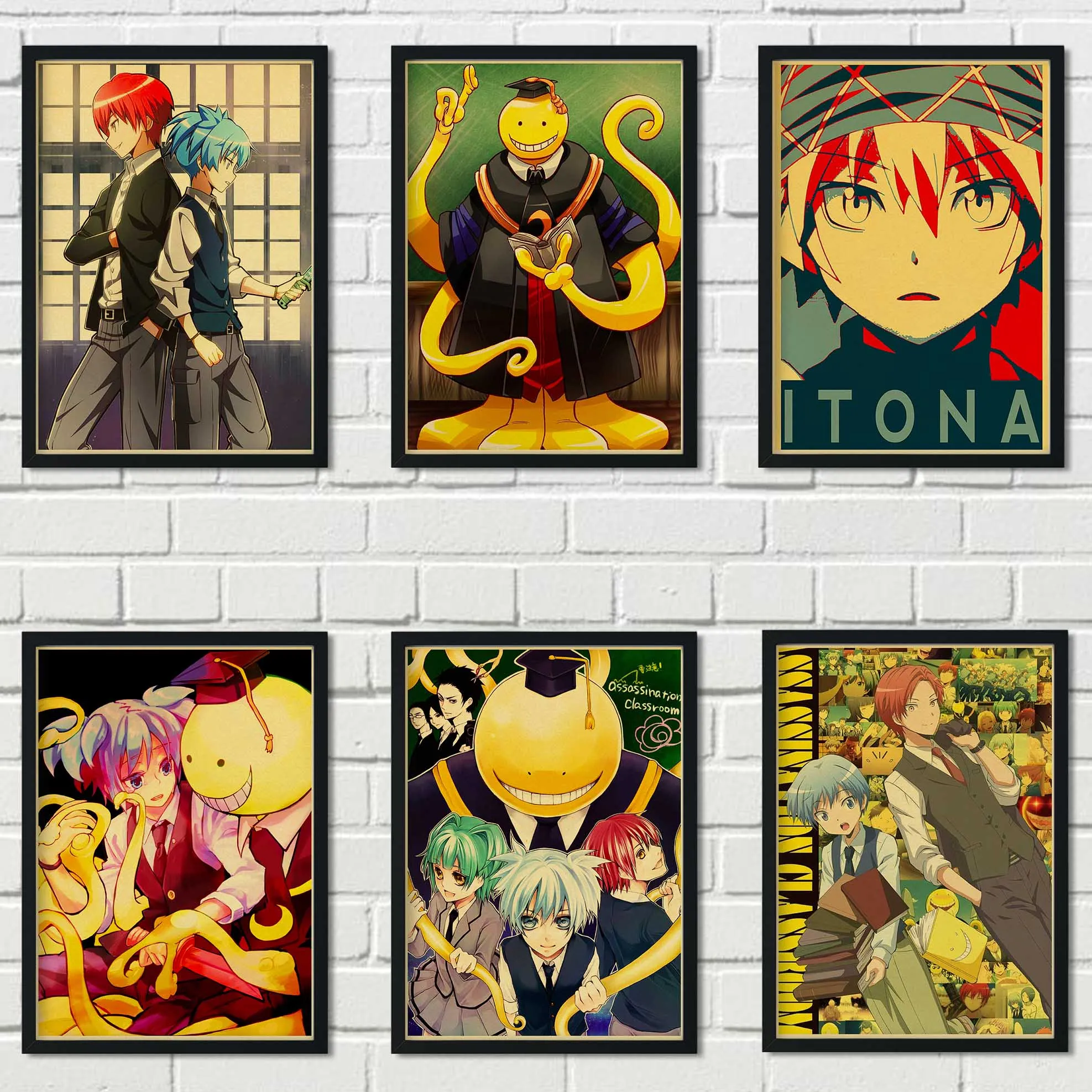 

Japanese classic popular anime retro style old-style kraft paper poster children's room family wall wall sticker A10