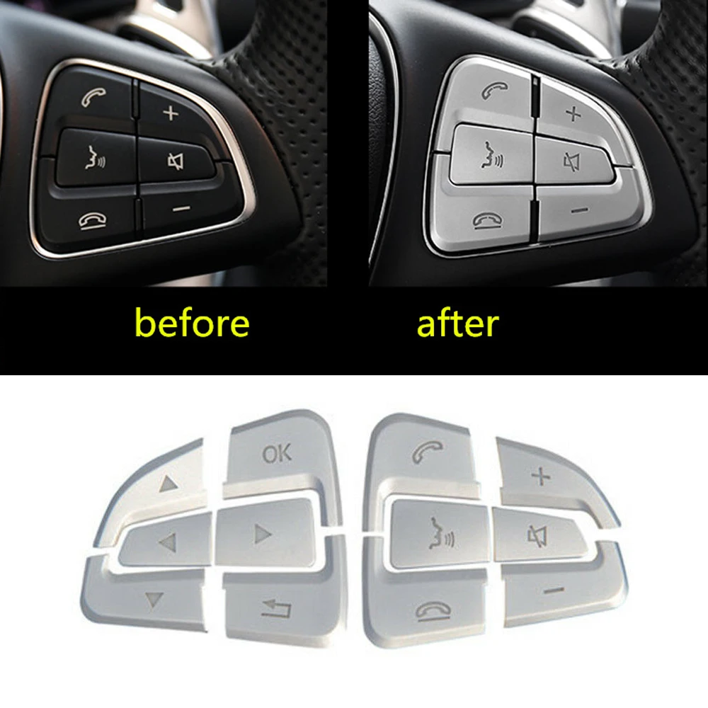 

Silver Button Cover Car Replacement Accessories Steering Wheel Durable