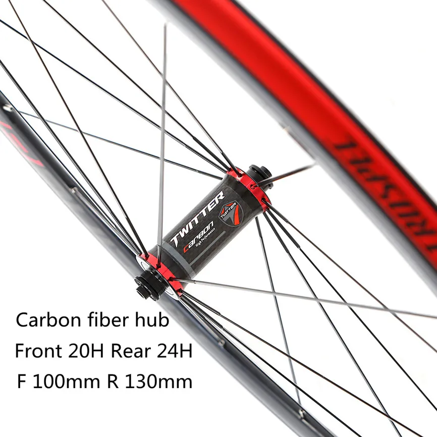 TW 700C Carbon Fiber Hub Road Bike Wheelset Aluminum Alloy 36mm Rim Four Sealed Bearing V Brake F20 R24 12Speed Cassette Wheels | Спорт и