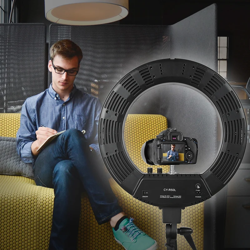 

SH 18inch LED Ring Light Camera Photo Studio Phone Video 55W 480PCS 5500K Photography Dimmable Ring Lamp With 180CM Tripod