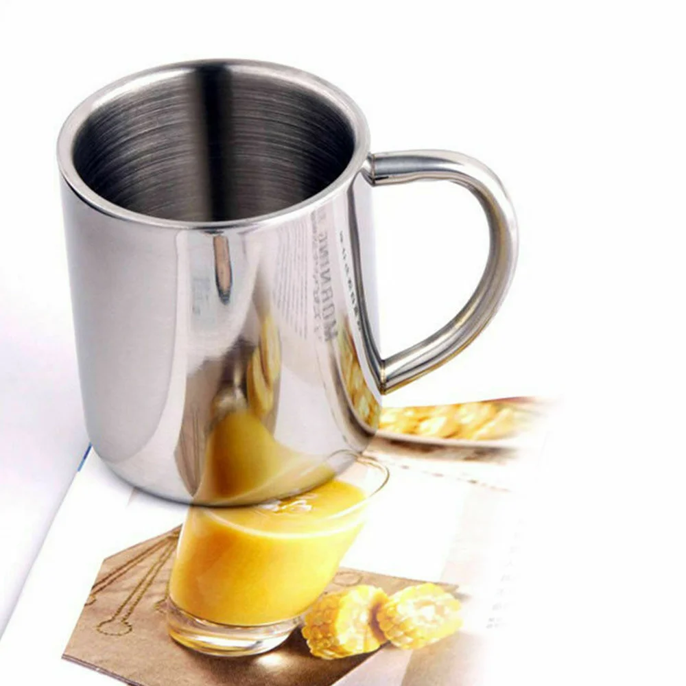 Двойные стенки Нержавеющая сталь Кофе кружка 230 мл Портативный чашка кувшин