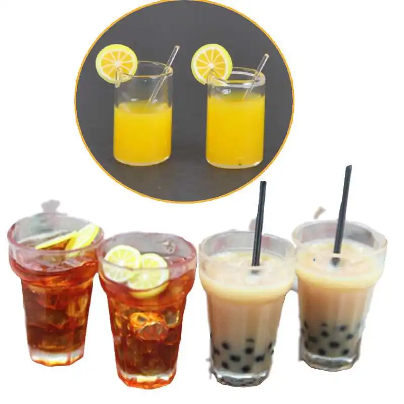 

1:12 Resin Dollhouse Mini Lemon Milk Tea Water Cup Miniature Dollhouse Accessories Cups Toy Mini Decoration Gifts