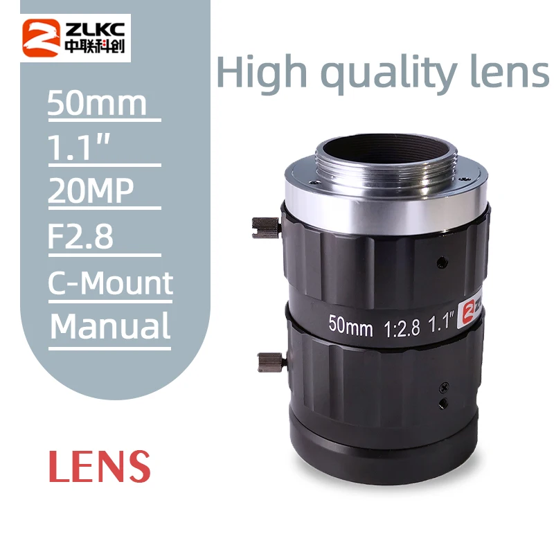 

20 Mega Pixel 50mm 1.1" C-Mount Lens F2.8 Camera Lenses Low Distortion for Industrial Machine Vision Manual Iris FA/CCTV lens HD
