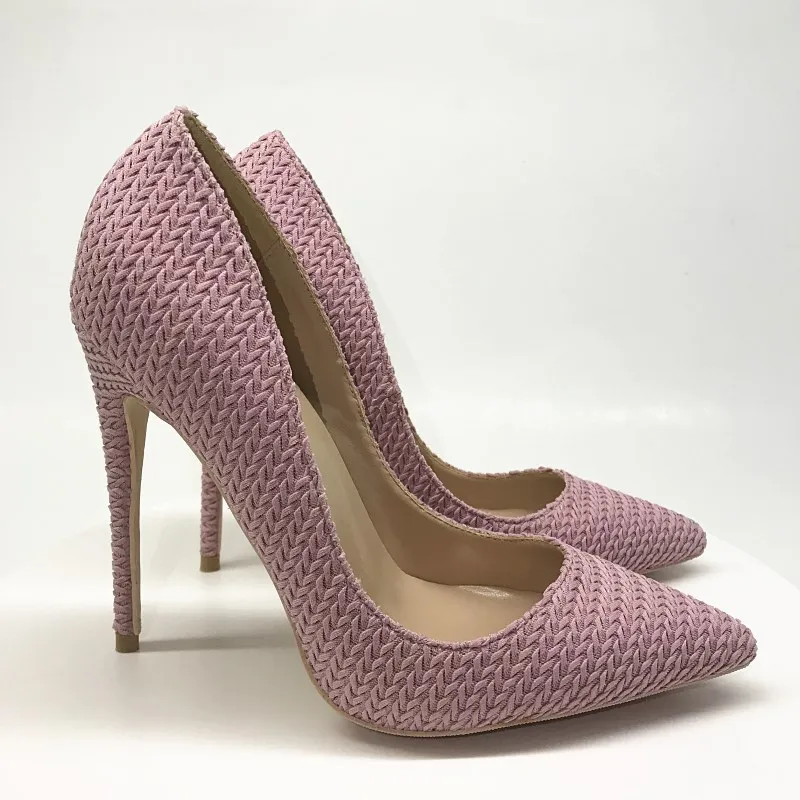 Пикантные тонкие туфли на высоком каблуке 12 см с закрытым острым носком цвет