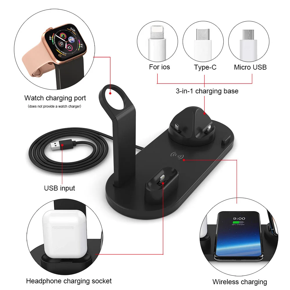 3 in 1 charging dock station for apple watch 7 iphone 13 12 11 x xs xr 8 airpods pro 10w qi wireless charger for samsung s21 s20 free global shipping