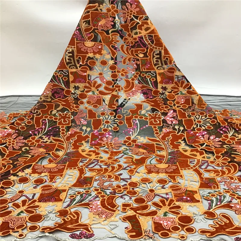 

Madison 2020 Nigerian Velvet Lace Fabrics High Quality African Net Lace Fabric With Sequins French Lace Fabric Sewging