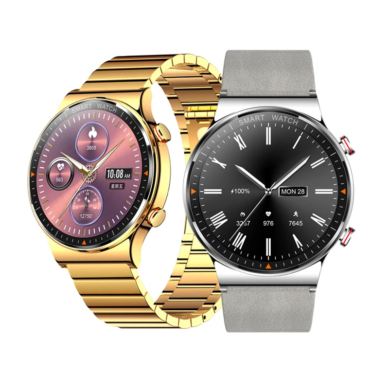 

Gold Metal Smart Watch Men Clock Fitness Tracker 1.39inch AMOLED Screen 454*454 Pixel Custom Watchface Smartwatch 2021