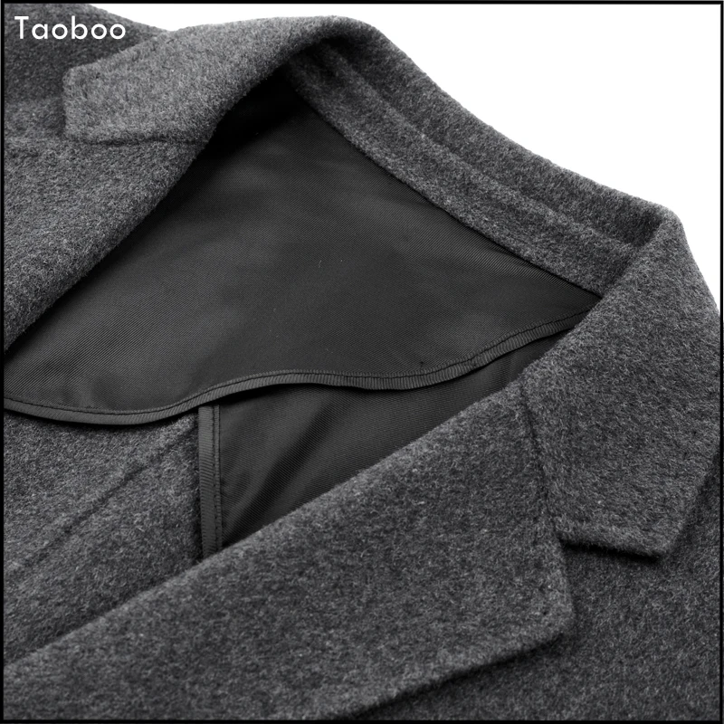 Taoboo Новое повседневное шерстяное пальто с узким воротником мужское длинное