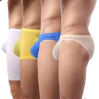 Мужские Длинные боксеры, трусы с длинными штанинами, нижнее белье, дышащие трусы из вискозы, сексуальные U-образные выпуклые Прозрачные Боксеры средней длины