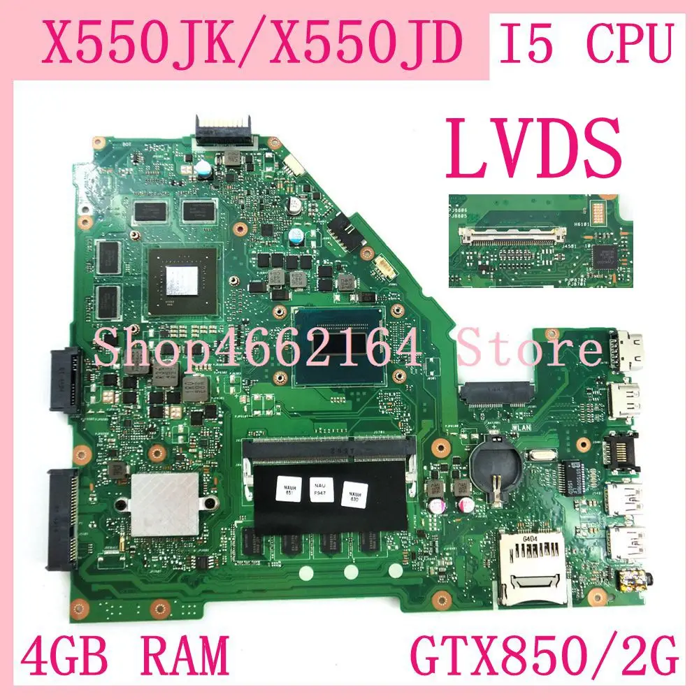 X550JK материнская плата 4 Гб RAM I5 CPU GTX850/2G для ASUS X550JD FX50J A550J X550J Материнская ноутбука