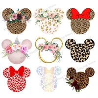 leopard print flower sticker on clothes diy thermal stickers for t shirts fashion girls patch on clothing iron on transfer patch