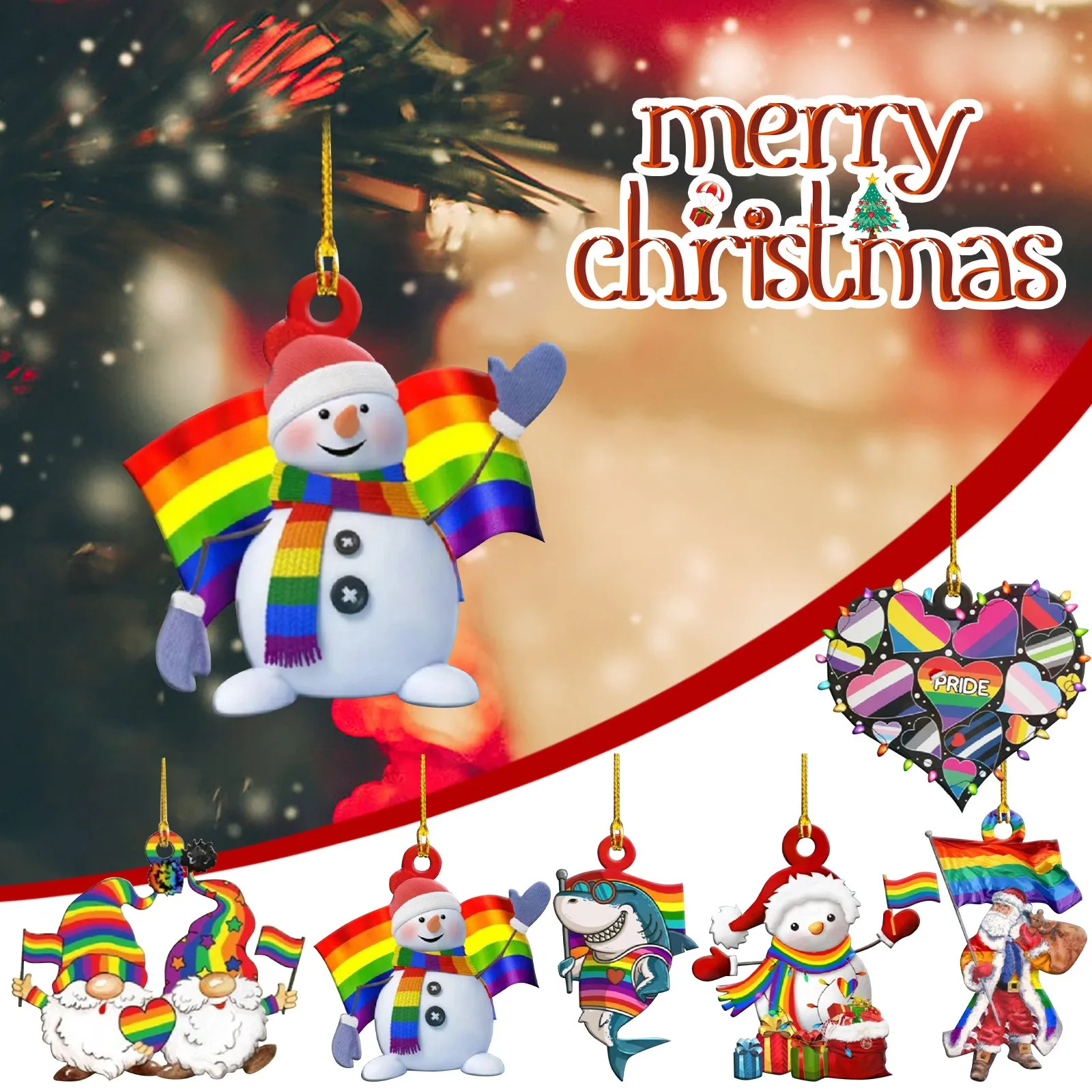 

6pcs Christmas Ornaments Rainbow Santa Claus & Snowman Wooden Pendants For Christmas Tree Ornaments Xmas Decoration Kids Toys d4