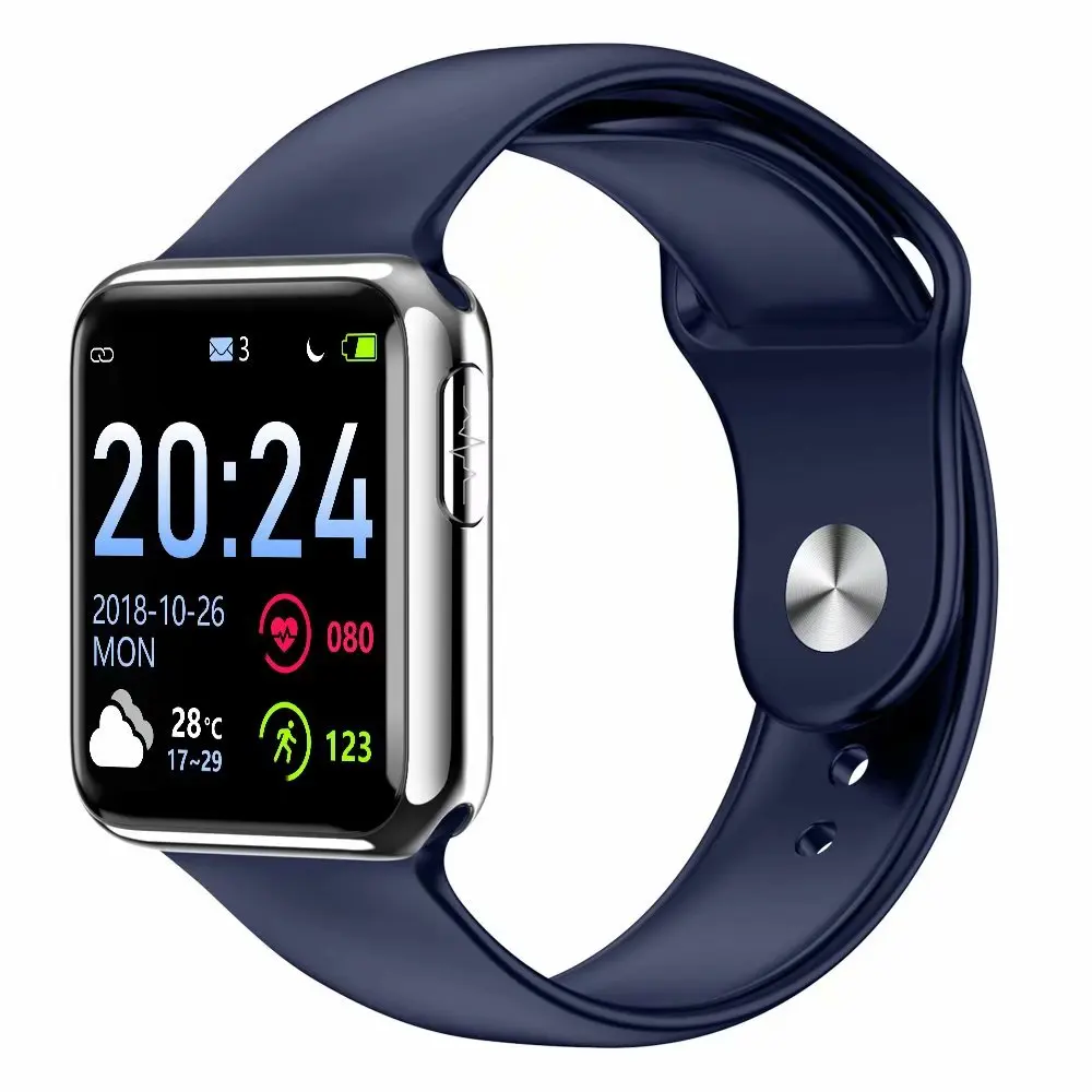Silver Blue Rubber ECG PPG SPO2 Smart Watch with Electrocardiograph ECG Display Heart Rate Blood Pressure Monitor Waterproof Smartwatch Men Women - Цвет: Silver Blue Rubber